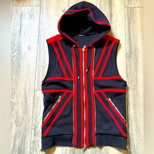 AUTHENTIC Balmain Union Jack sleeveless hoodie Sz Large, Excellent condition.